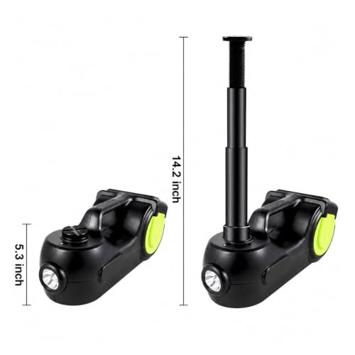 Hydraulic Jack, 5T 12V Electric Car Jack Kit with Impact Wrench | LED Light, Hydraulic Lift 13.5-36 Cm, Inflator Pump, LCD Display