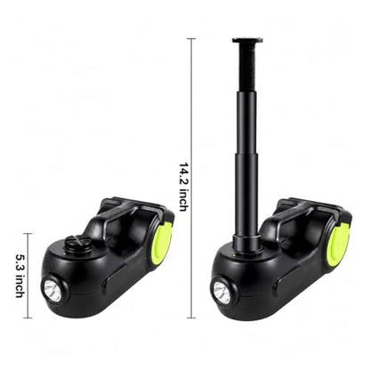 Hydraulic Jack, 5T 12V Electric Car Jack Kit with Impact Wrench | LED Light, Hydraulic Lift 13.5-36 Cm, Inflator Pump, LCD Display