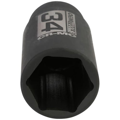 OEMTOOLS 25205 34mm Axle Nut Socket 1/2 Inch Driver | CR-MO 34mm Impact Socket, Black Oxide Finish to Resist Rust, 6 Pt. 34mm Socket, Use for Tune-Ups - size: 34 mm