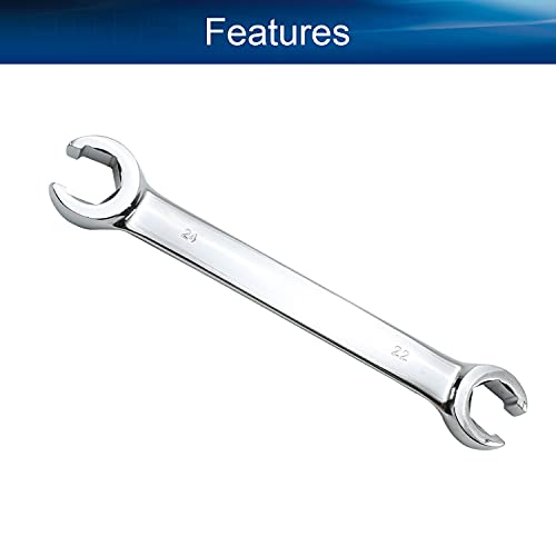 Auniwaig 22mm x 24mm Flare Nut Wrench 0.87 x 0.94 Inch Metric Double Open End Geardrive Flare Nut Wrench for Removing Replacing Nuts 2 Pcs - size: 22x24mm