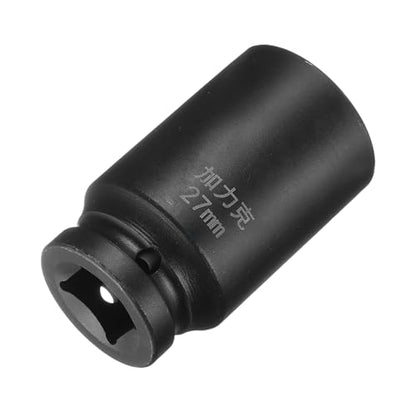 HARFINGTON 4 Point Square Socket 3/4" Drive by 27mm Metric Square Impact Socket 40CR Blackening Standard Wheel Sockets Pneumatic Socket Tool for Auto Repair Mechanical Maintenance Home Use - size: 27mm
