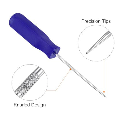 HARFINGTON 2pcs Straight Pick Hook 135mm Chrome Vanadium Steel Cr-V TPR Plastic Handle Square Automotive Pick Tool Set for Removing O Rings Small Items, Blue