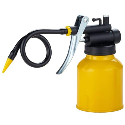 Hand Pump Oiler Can Professional Level 8 oz. Capacity Pump Oiler with Metal & Long Flex Spout