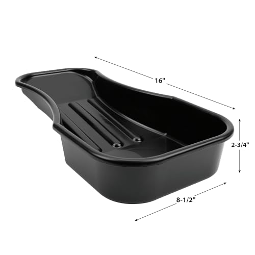 Performance Tool W4073 Heavy Duty 2.8 Quart Oil Drain Pan with Splash Guard and Tapered Spout for Lawn Equipment and Motorcycles - style: Low Profile Drain Pan 2.8qt