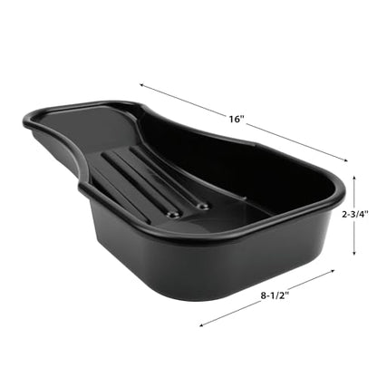 Performance Tool W4073 Heavy Duty 2.8 Quart Oil Drain Pan with Splash Guard and Tapered Spout for Lawn Equipment and Motorcycles - style: Low Profile Drain Pan 2.8qt