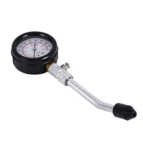 Cylinder Pressure Gauge, Multi-Functional Petrol Gas Engine Cylinder Compression Tester Test Gauge Kit 0-21BAR or 0-300PSI Car Motorcycle Garage Tools with Molded Case