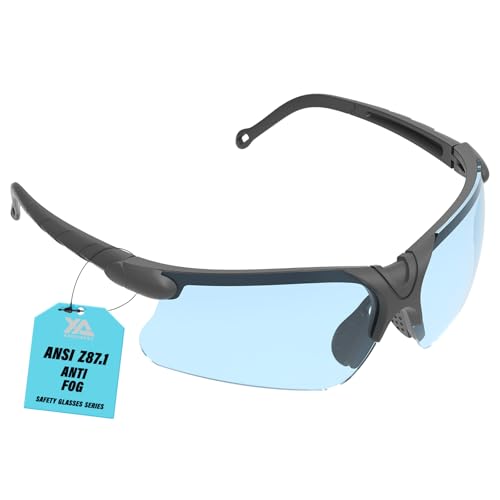 xaegistac Shooting Glasses with Case-Safety Glasses Anti Fog | Z87.1 Certificated Impact Resistance Safety Glasses for Hunting Shooting Sports - color: Blue Lens Black Fram