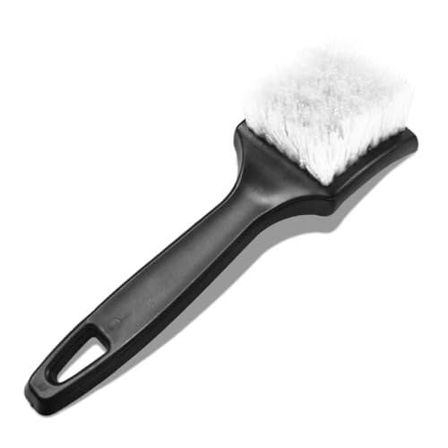 Craedli Carpet Cleaning Brush, Stiff Bristle Wheel Hub Scrub Brush Floor Mat Cleaning Brushes, Short Handle Tire Cleaner Tool Car Wash Brushes for Car Interior and Home (White) - color: White