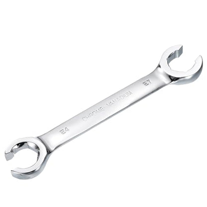 HARFINGTON Flare Nut Metric Wrench 24mm x 27mm CR-V Mirror Polished Chrome Plating Metric Wrench for DIY Hand-making Automotive Repairs and Household Maintenance - size: 24mm x 27mm
