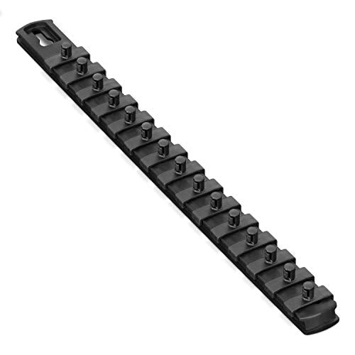 ERNST 13-Inch Socket Rail Organizer with 15 1/4-Inch Twist Lock Clips, Black (8423-Black-1/4) - color: Black, size: 1/4-Inch Twist Clips, style: 13-Inch