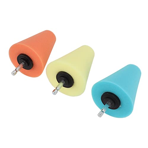 3PCS Polishing Cone, Conical Sponge Buffing Sponge Polishing Balls Wheel Foam Ball Hub Drill Buffing for Automotive Car Wheels