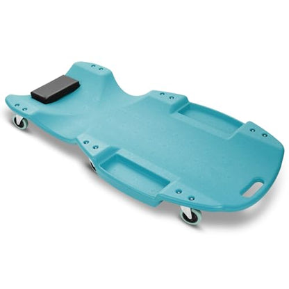 Auto Dynasty 47 Inches Mechanic Creeper, Automotive Garage Repair Low Profile Under Car Rolling Creeper with Padded Headrest, Plastic, Sky Blue - color: Sky Blue