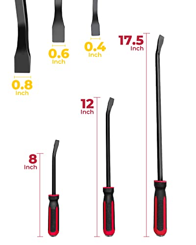 ROTATION Pry Bar Set, Strike Cap Handle, Angled Tip, Rust proof finish, Machanic Tools for prying, scraping, lifting, pulling | 3pcs Hand Tools Set