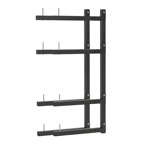 Lumber Storage Rack, Upgrade Cantilever Folding Lumber Rack Wall Mount, Metal 8 Level 32 Inch Plywood Scrap Wood Storage Rack - color: Black - 4 Tier