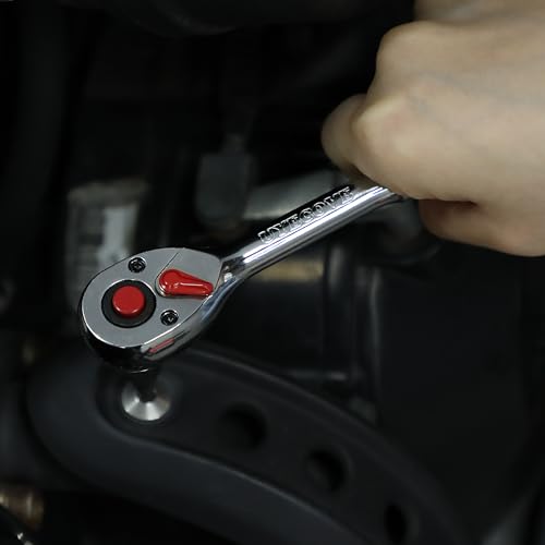 1/4 Inch Drive Ratchet Wrench, 1/4 Ratchet, Socket Wrench, 72-Tooth Quick-release Reversible Cr-Mo Head, Chrome Steel Made - 5.9''15cm - size: 1/4" Standard Ratchet - 5.9 inch