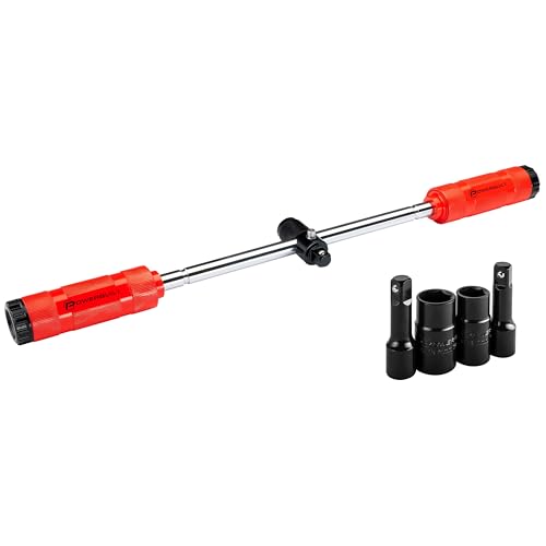 Powerbuilt Billy Club Universal Lug Wrench with Socket Storage, SAE and Metric, Remove Lug Nuts Tire Wheels - Gen-3 643045ECE - style: Gen3 Red