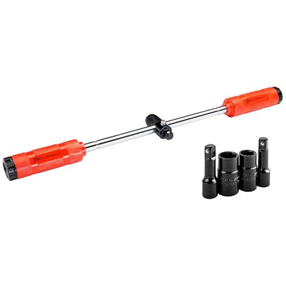 Powerbuilt Billy Club Universal Lug Wrench with Socket Storage, SAE and Metric, Remove Lug Nuts Tire Wheels - Gen-3 643045ECE - style: Gen3 Red