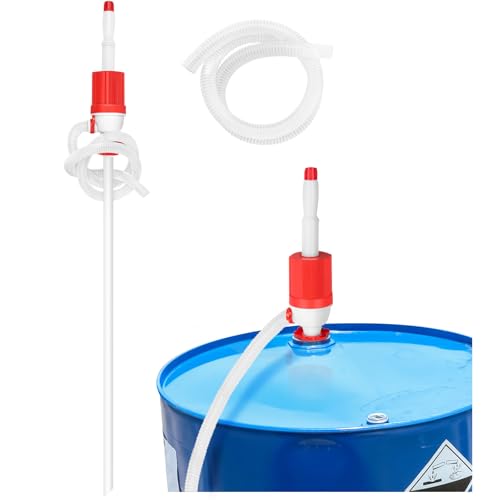 Geelin 2 Set Siphon Drum Pump with Replacement Flexible 48" Discharge Hose, Heavy Duty Bpa-free Manual Fuel Drum Pump Adjustable Length for 55 Gallon Water Barrels Liquid Transfer