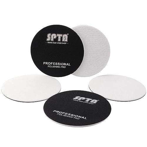 Glass Polishing Pad, SPTA 5 Pcs 5''(125mm) Car Glass Polishing Discs Microfiber Polishing Buffing Pad, Scratch Removal Kit for Correct Damaged Window Cleaning, Removing Stubborn Waterspots - size: 5 Inch(125mm)