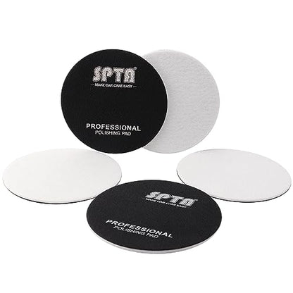 Glass Polishing Pad, SPTA 5 Pcs 5''(125mm) Car Glass Polishing Discs Microfiber Polishing Buffing Pad, Scratch Removal Kit for Correct Damaged Window Cleaning, Removing Stubborn Waterspots - size: 5 Inch(125mm)