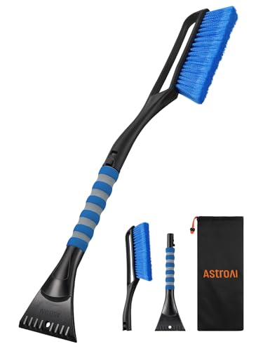 AstroAI 27" 2-in-1 Detachable Snow Brush & Ice Scrapers for Car Windshield | Snow Removers with No-Scratch Bristles, Ergonomic Handles & Easy Storage, Winter Accessories for Cars, SUVs, Trucks (Blue) - color: Blue, size: Small (27inch)