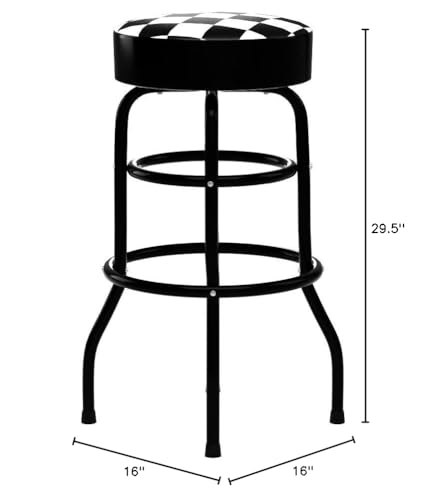 Performance Tool W85023 28-1/2-Inch Checkerboard 360 Degree Swivel Stool, Heavy Duty Steel Frame Is Perfect for Home, Bar and Shop - style: Checkerboard Swivel Bar Stool