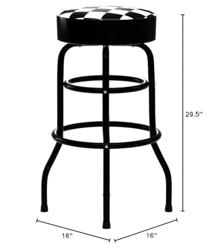 Performance Tool W85023 28-1/2-Inch Checkerboard 360 Degree Swivel Stool, Heavy Duty Steel Frame Is Perfect for Home, Bar and Shop - style: Checkerboard Swivel Bar Stool