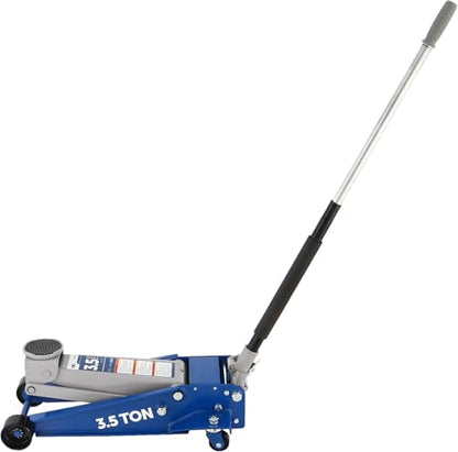 OTC LDJ35 3.5 Ton Capacity Service Jack - Features a Dual-Stage Hydraulic Unit that Reaches Maximum Height in Only 7 Pumps, Extra Wide 5.2" to 21.9" Lifting Range, 78.5" Reach, and 6" Diameter Saddle