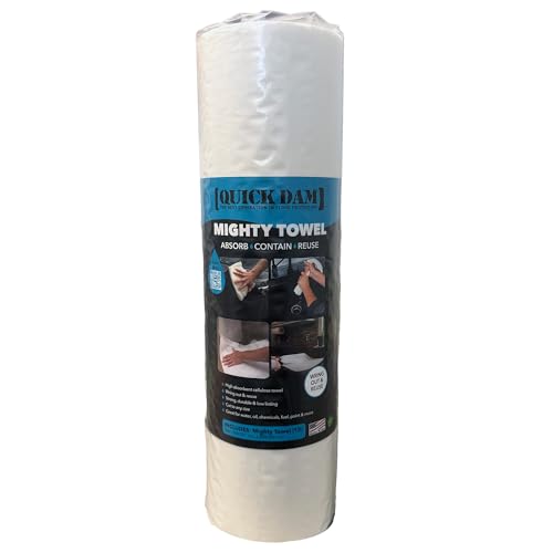 Quick Dam Mighty Mat 16inx18in Reusable Absorbent Towels -Wring Out & Reuse for Flood, Water, Oil & Spill Cleanup 10-Pack