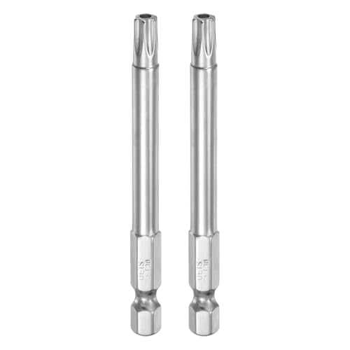 HARFINGTON 2pcs T30 Security Torx Bit 1/4" Hex Shank 3" Long S2 Steel Magnetic Tamper Resistant Star Bits Screwdriver Torx Head with Hole for Driver Drill Bits Remove Fastening Screws - size: T30