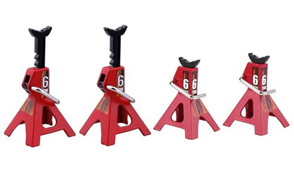 RC Jack Stands，Metal Adjustable 6 Ton Simulation mini Jack Stands for TRX-4 Axial SCX10 Wraith Tamiya CC01 RC4WD D90 1/10 RC Crawler Truck（Red