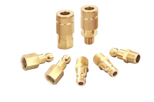 Coupler and Plug Kit (28 Piece), Automotive Type C, 1/4 Inch NPT, Solid Brass Quick Connect Air Fittings Set - size: Coupler and Plug Kit 28 Piece