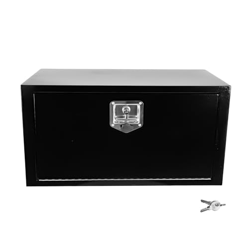 Steel Underbody Truck Tool Box ,Storage Organizer Toolbox with Key & Lock | Waterproof Tongue Box for Storage with Smooth Surface for Truck, Pickup, RV, Trailer - Black, 30" x 14" x 16" - size: 30" x 14" x 16"