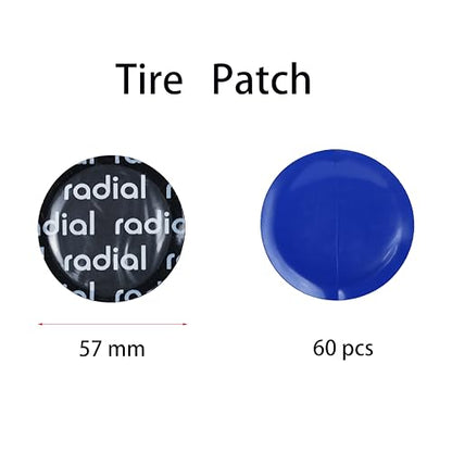 Radial Tire Patch, 2 1/4" (57 mm) 60 pcs, Heavy Duty All Purpose Round Patches, Repair Kit for Car, Motorcycle, Bike, Truck Inner Tires (TP-602) - size: dia. 2 1/4" (57 mm) 60 pcs