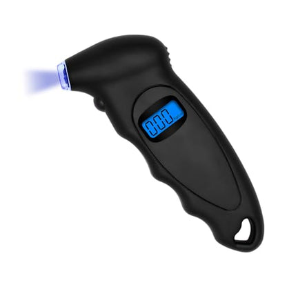 KVAEY Digital Tire Pressure Gauge, 150 PSI 4 Settings Accurate Tire Gauge with Non-Slip Grip, Backlight LCD Tire Pressure Gauge Reader Checker Tool for Car Truck Bicycle Motorcycle (Black) - color: Black