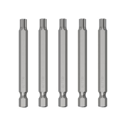 5PCS T35 Magnetic Tamper Proof Torx Screwdriver Bits, 1/4 Inch Hex Shank 3 Inch Length S2 Steel Security Drill Torx Head Drill Screw Driver Tools(75mm Long, Star 6 Point) - size: T35