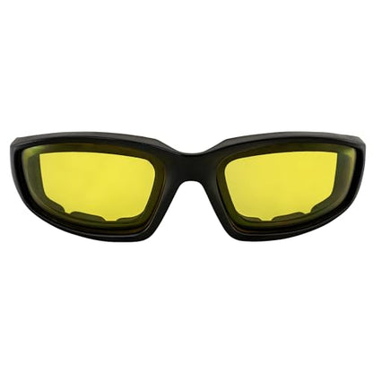 MF MotoFrames Payback Padded Motorcycle Sunglasses Black Frames - color: Black Frame/Yellow Lens