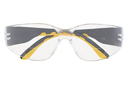 CAT TRACK Safety Glasses with Bifocal Readers, Clear or Smoke Lens, Anti-Fog, +1.0, +1.5, +2.0, +2.5, +3.0 Diopters - color: Clear, size: +2.0 Diopter