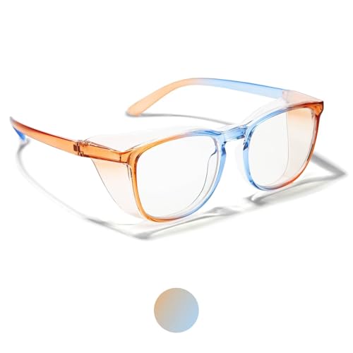 LianSan Oversize Anti-Fog Safety Glasses for Nurses, Z87.1 Certified Goggles for Women, Square UV Protection - color: Gradient Orange