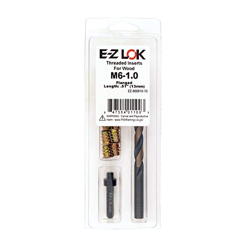 E-Z Hex Thread Repair Kit for Soft Wood Flush Threaded Inserts M6-1.0 x 13mm, Drill, Installation Tool - size: M6-1.0 x 13mm (EZ-900610-13), style: Flush