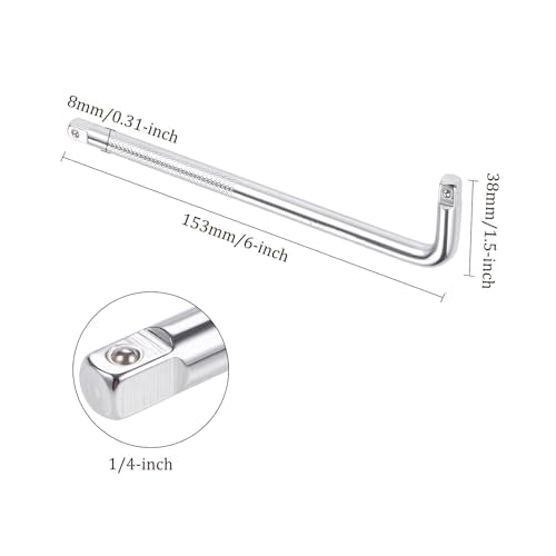 2pcs Breaker Bar - [1/4 Inch Drive] L Shape Socket Wrench Extension for Car Mechanical Equipment Repair Use, CR-V Steel