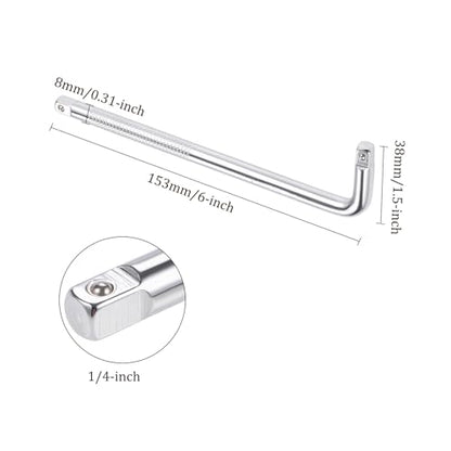 2pcs Breaker Bar - [1/4 Inch Drive] L Shape Socket Wrench Extension for Car Mechanical Equipment Repair Use, CR-V Steel