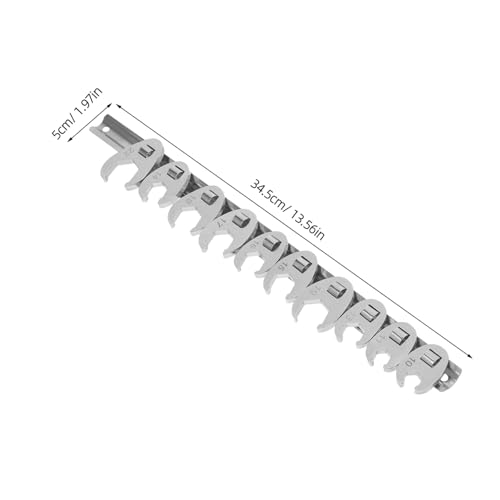 10pcs 3/8-inch Metric Ratcheting Crowfoot Wrench Set with Interchangeable Open-end Heads, Silver Steel Flare Nut Ratchet Tool for Automotive and Mechanical Repair