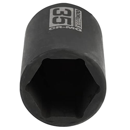 OEMTOOLS 25153 1/2 Inch Drive 35mm Axle Nut Socket, 6 Point Design Ensures Superior Grip, Professional Quality for Automotive Repair, Durable Socket Wrench for Mechanics | CR-MO 35mm Impact Socket, Black Oxide Finish to Resist Rust, 6 Pt. 35mm Socket, Use