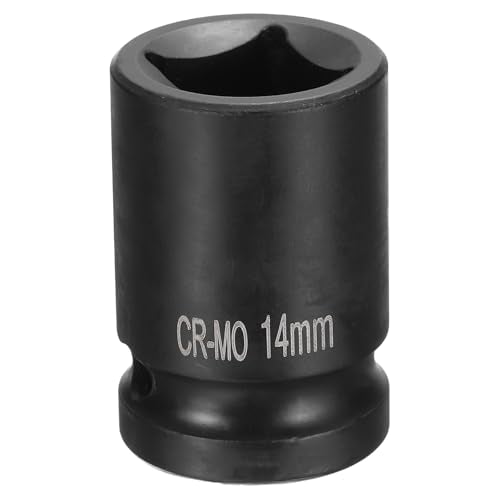 Generic 4 Point Square Socket 1/2" Drive 14mm Metric Square Impact Socket CR-MO Blackening Standard Wheel Sockets Pneumatic Socket Tool for Auto Repair Mechanical Maintenance Home Use