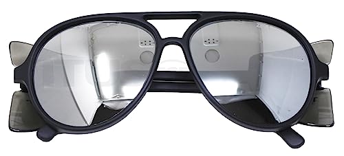 TITUS G35 Retro Aviator Z87 DOT ANSI CE Approved Safety Glasses | W/Protective Side Shields, UV400 Polycarbonate Lenses, Flexible Nylon Stems, Eye Protection, Sunglasses, Motorcycle, Shooting - color: Platinum Rev Mirror Over Smoke