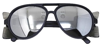 TITUS G35 Retro Aviator Z87 DOT ANSI CE Approved Safety Glasses | W/Protective Side Shields, UV400 Polycarbonate Lenses, Flexible Nylon Stems, Eye Protection, Sunglasses, Motorcycle, Shooting - color: Platinum Rev Mirror Over Smoke