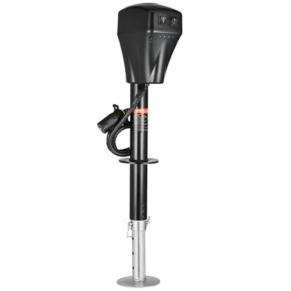 VEVOR Electric Trailer Jack, 5000 lbs, Heavy Duty RV Electric Power Tongue Jack with 7-pin Connector, Manual Crank Handle & Weatherproof Jack Cover, 10"-28.3" Lift, for Trailers, Campers & RVs, Black