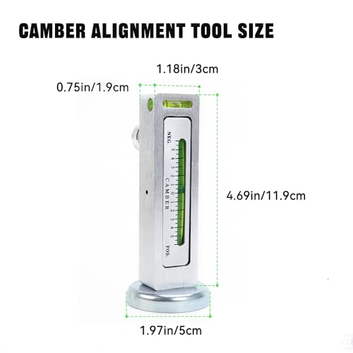 BARTOO Adjustable Aluminum Magnetic Camber Caster Pillar Gauge Universal Wheel Alignment Tool for Cars Trucks RVs Tire Repair, 2-Pack, Silver - size: 2 Pack - Silver
