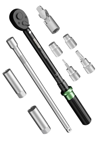 3/8" Torque Wrench Set, Adjustable Click Torque Wrench 3.69-44.25 ft.lb, Inch Pound Torque - size: 3.69-44.25 ft-lb (9 pcs)